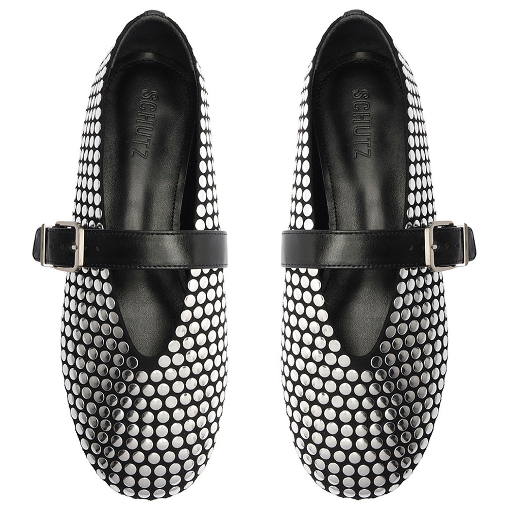 Schutz Eiza brand new Black studded Women's shoes flats size 8.5